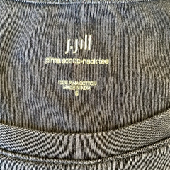 J Jill Navy Blue Pima Cotton Scoop Neck Top - Picture 2 of 2